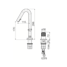 Technical dimensions for Valvex ENKO 2-hole basin mixer — lever spacing, spout height, hole centres, Sardar & Co Pakistan