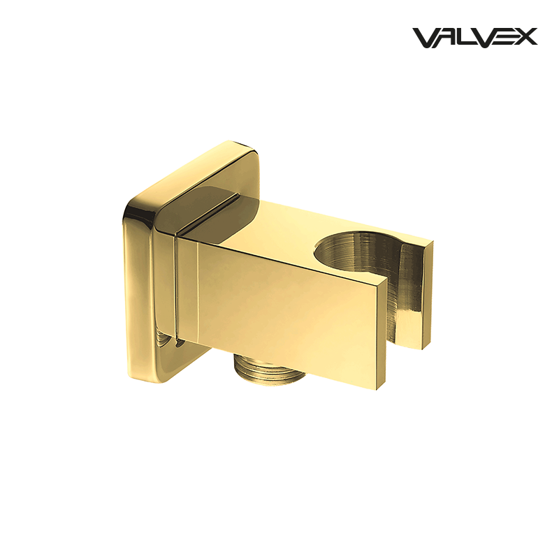 Valvex Kvadro Plus wall supply elbow in Gold — square-design connector, Sardar & Co Pakistan