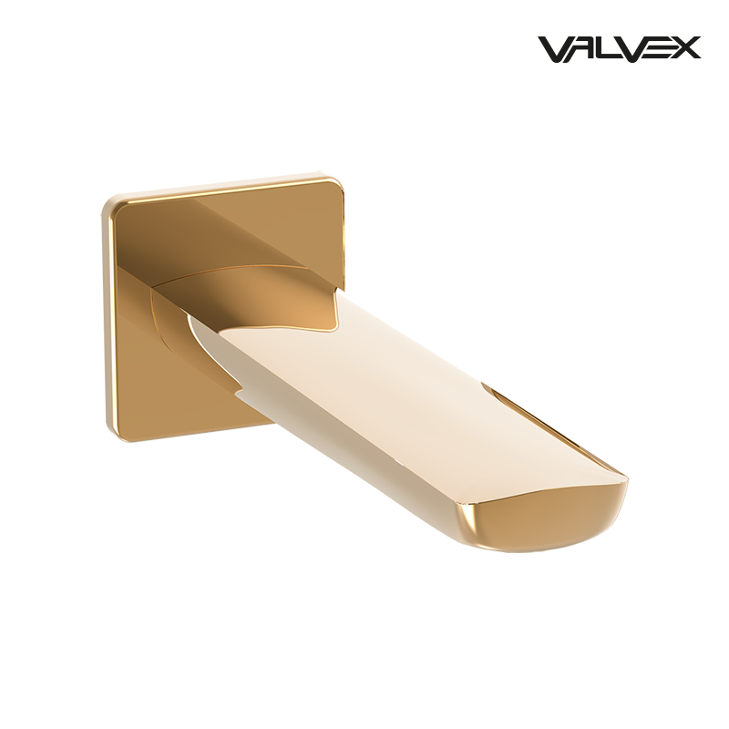 Valvex Kvadro wall-mounted bathtub spout in Gold, Sardar & Co Pakistan