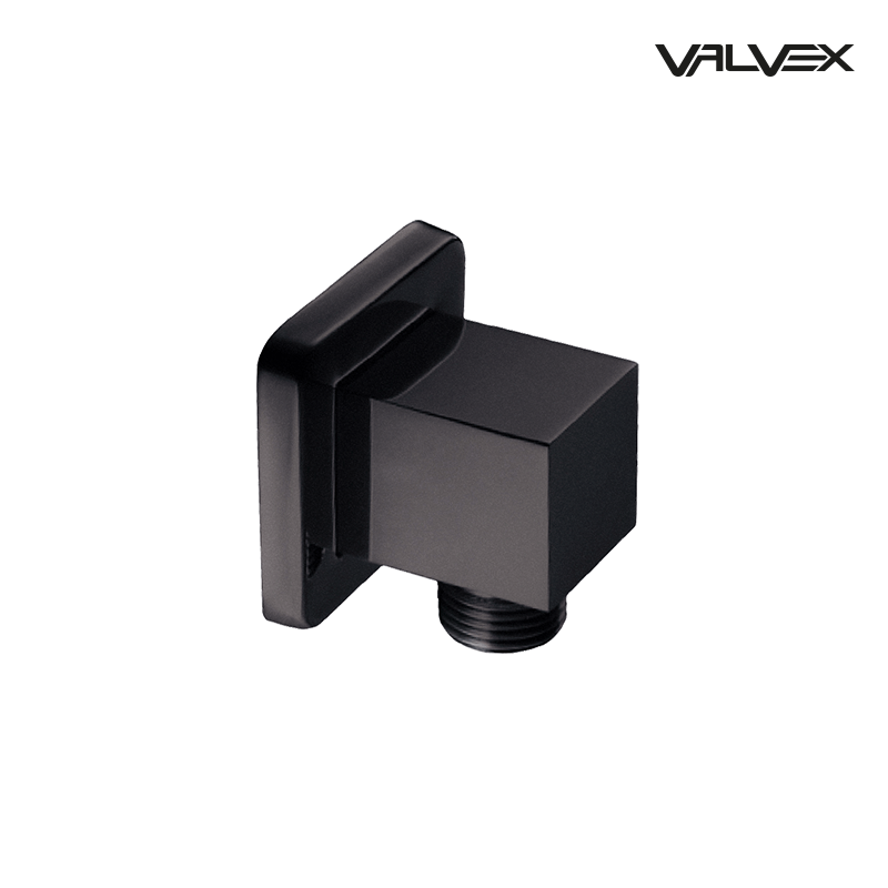 Valvex Kvadro wall supply elbow in Black — square-design connector, Sardar & Co Pakistan