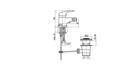 Technical dimensions for Valvex Logic bidet mixer with manual pop-up drain, Sardar & Co Pakistan