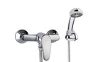 Valvex Logic wall-mounted shower mixer set in Chrome with spot shower, hose and holder, Sardar & Co Pakistan