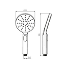 Technical dimensions for Valvex Round 3-function handheld shower head, Sardar & Co Pakistan