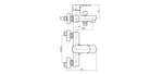 Technical dimensions for Valvex Tube wall mounted bath mixer, Sardar & Co Pakistan