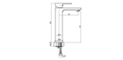 Technical dimensions for Valvex Tube tall basin mixer, Sardar & Co Pakistan
