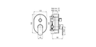 Technical dimensions for Valvex Tube two-way shower diverter, Sardar & Co Pakistan