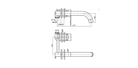 Technical dimensions for Valvex Tube wall-mounted basin mixer, Sardar & Co Pakistan