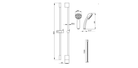 Technical dimensions for Valvex Uran 3-function shower set with soap dish, Sardar & Co Pakistan